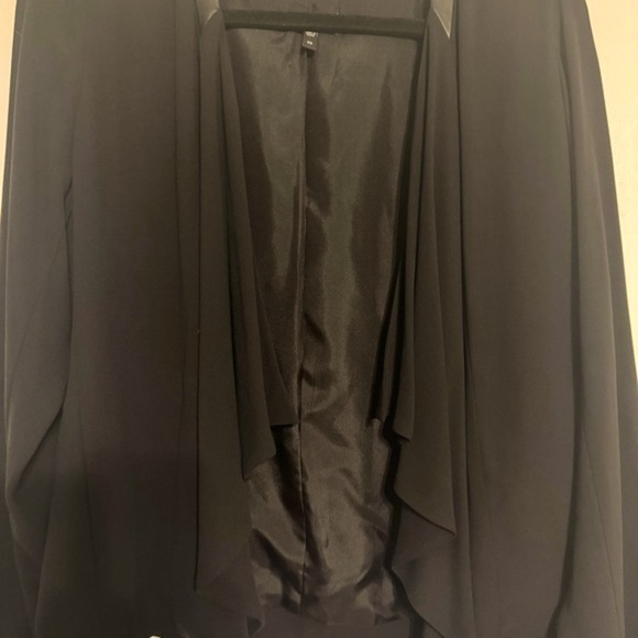 Eileen Fisher Silk and Leather Drape Front Jacket - Size XS - Picture 3 of 7